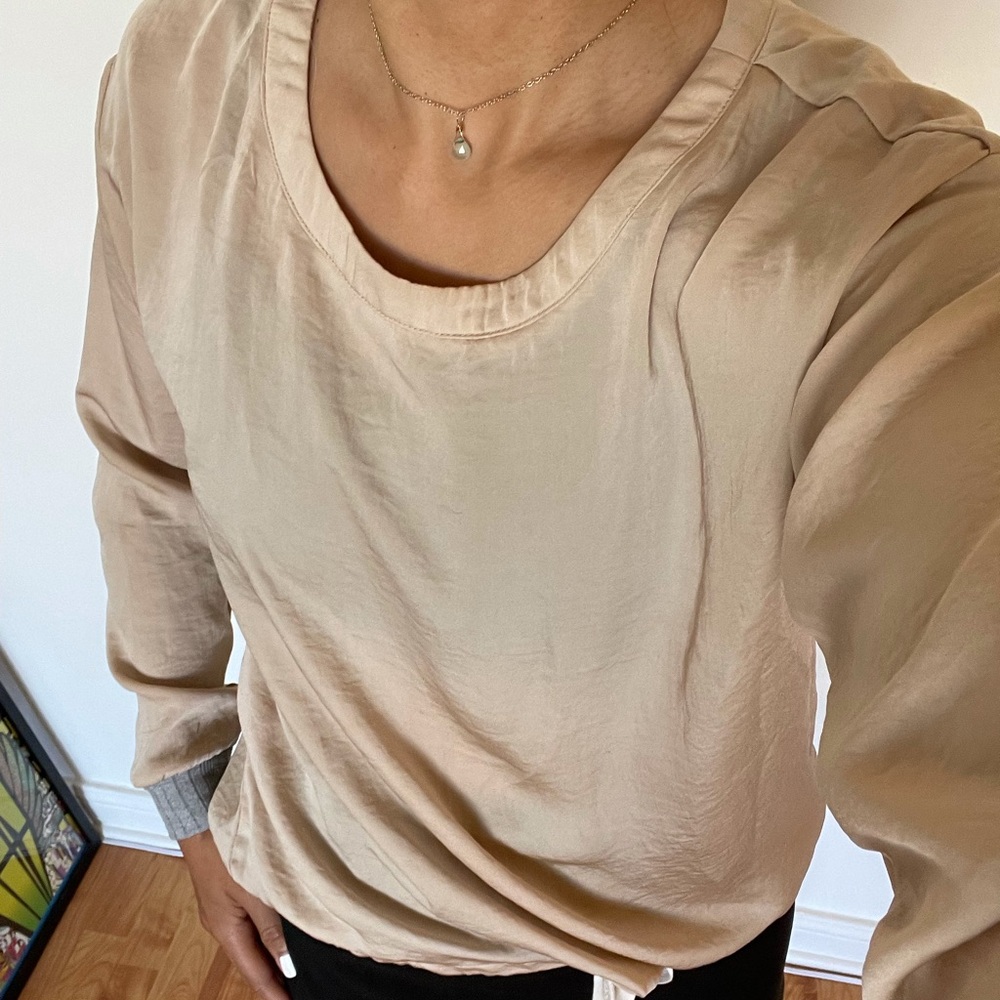 Sheer Tan Longsleeve Blouse
